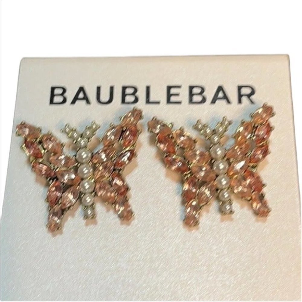 BaubleBar Mariposa Pearl Stud Butterfly Earrings - Picture 2 of 3
